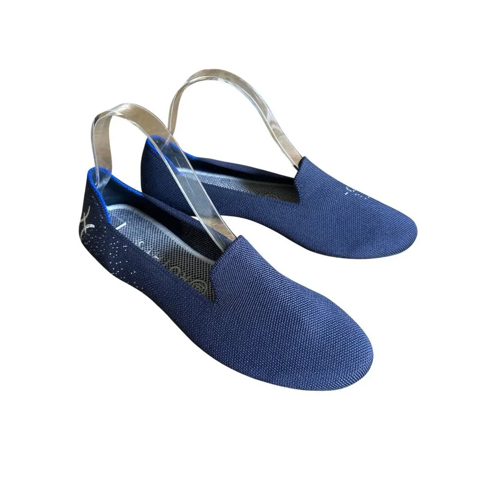 Rothy's Zodiac Sign Ballet Flats Pisces Navy Blue Limited Edition Embroidered Si